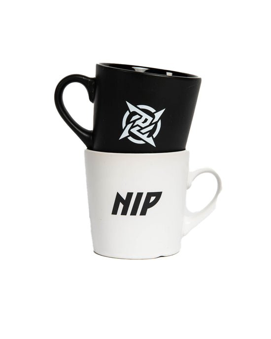 Lagom Mug - Black from Ninjas in Pyjamas Shop. A black mug from the Lagom Merch Collection, featuring the Ninjas in Pyjamas logo in sleek white print. This high-quality mug is perfect for enjoying your favorite beverages while expressing your passion forNIP and esports.