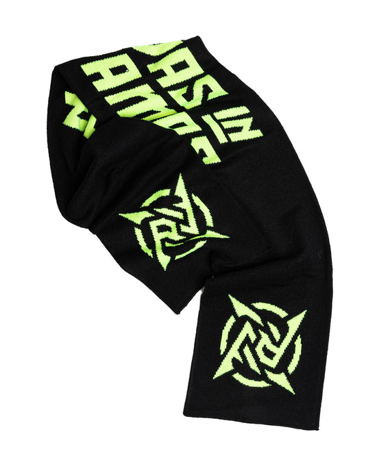 A stylish supporter scarf from merch collection, adorned with the Ninjas in Pyjamas logo and team name. This high-quality scarf is perfect for showcasing your allegiance to NIP during matches and events, while also providing warmth and comfort.