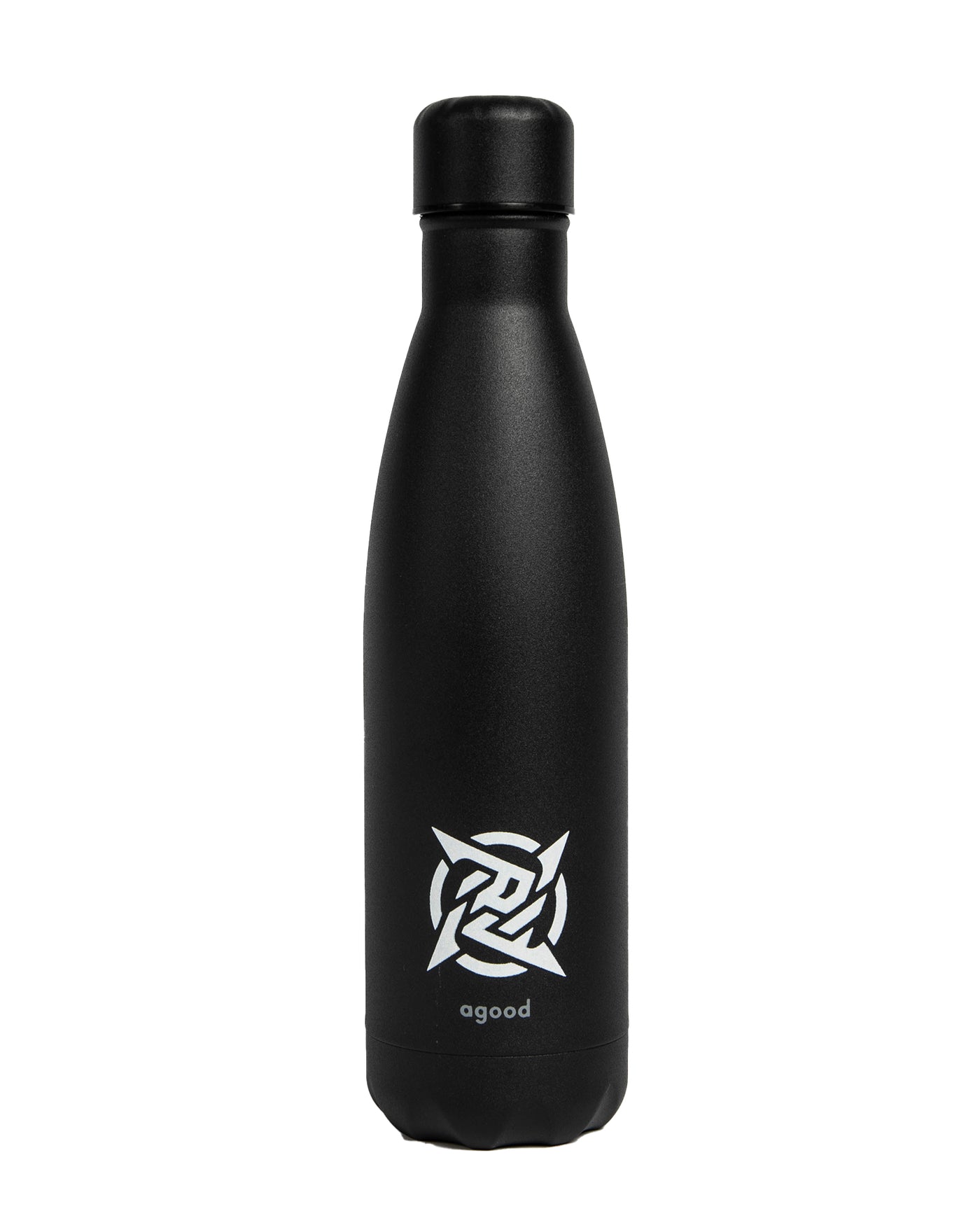 Lagom Water Bottle - Black from Ninjas in Pyjamas Shop. A black water bottle from the Lagom Merch Collection, featuring the Ninjas in Pyjamas logo in white. This durable and stylish water bottle is perfect for staying hydrated on the go while showcasing your support for NIP.