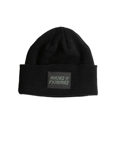 Kurashikku Beanie - Black from Ninjas in Pyjamas Shop. Kurashikku Beanie in Black color from Ninjas in Pyjamas merch. This stylish and warm beanie is a must-have accessory for fans of NiP. Perfect for cold weather and adding a touch of team spirit to any outfit.