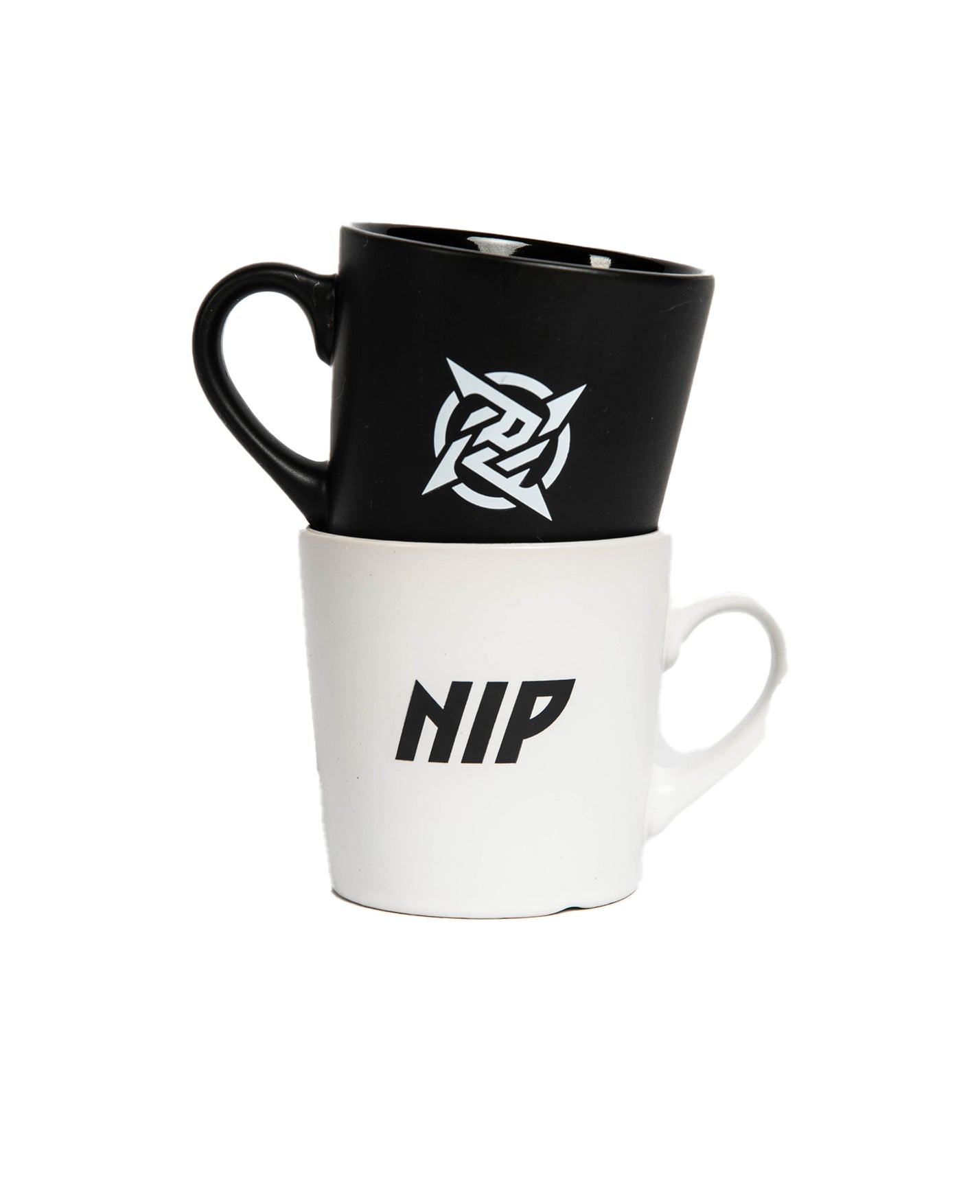 Lagom Mug - White from Ninjas in Pyjamas Shop. A white mug from the Lagom Merch Collection, featuring the Ninjas in Pyjamas logo in sleek white print. This high-quality mug is perfect for enjoying your favorite beverages while expressing your passion forNIP and esports.