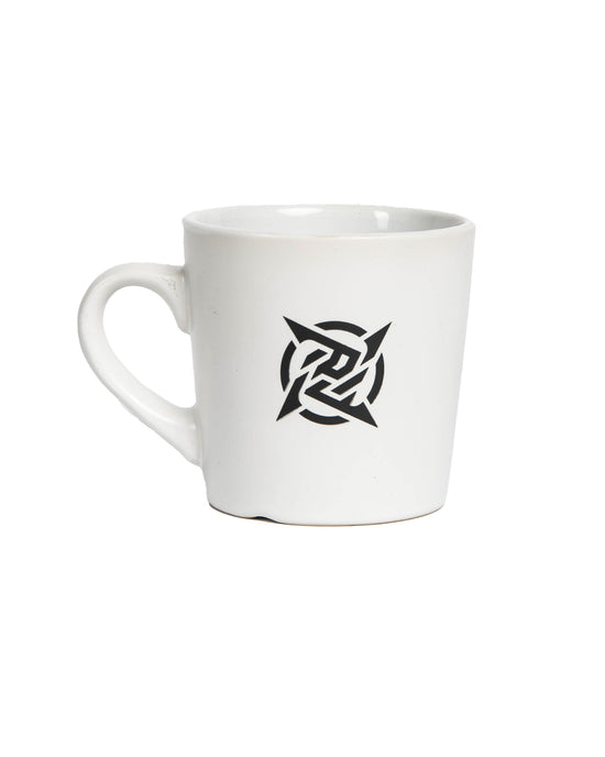 Lagom Mug - White from Ninjas in Pyjamas Shop. A white mug from the Lagom Merch Collection, featuring the Ninjas in Pyjamas logo in sleek white print. This high-quality mug is perfect for enjoying your favorite beverages while expressing your passion forNIP and esports.