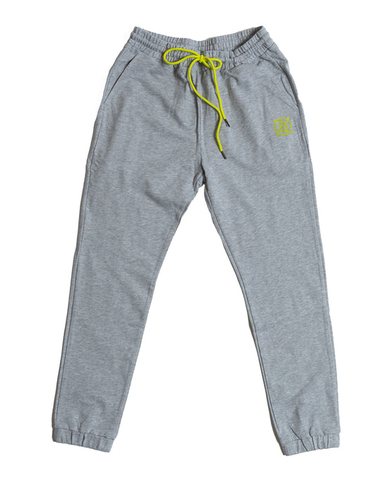 Lagom Collection - Grey Sweatpants from Ninjas in Pyjamas Shop. A pair of grey sweatpants from the Lagom Merch Collection, featuring the discreet Ninjas in Pyjamas logo on the hip. These premium sweatpants offer a perfect blend of comfort and style, making them an ideal choice for casual wear or lounging, while showcasing your support for NIP and esports.