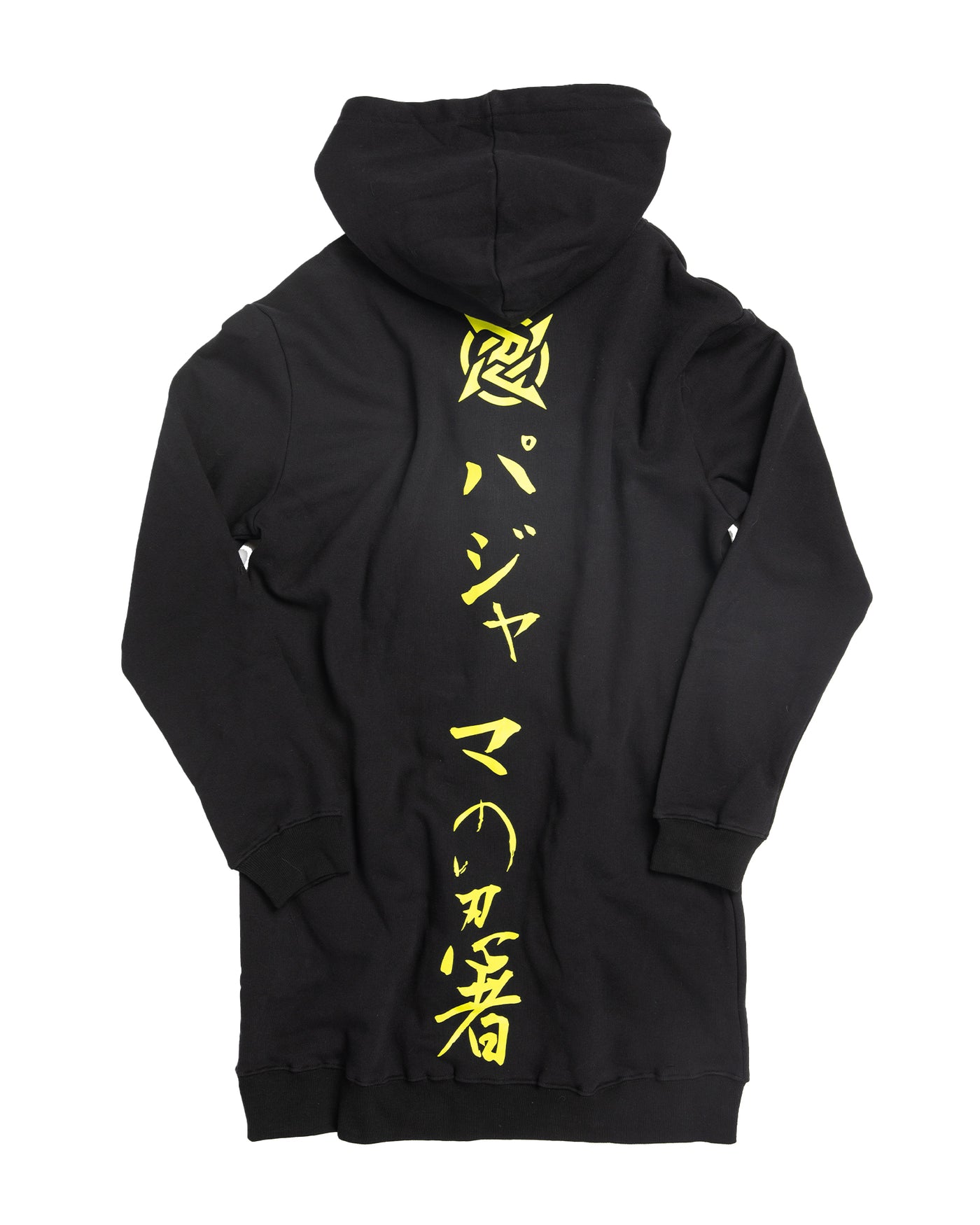Ninjutsu Collection - Long Hoodie Black from Ninjas in Pyjamas Shop. A black long hoodie from the Ninjutsu Merch Collection, featuring the Ninjas in Pyjamas logo subtly printed on the front. This stylish and comfortable long hoodie is perfect for expressing your passion for NIP while staying cozy and on-trend.